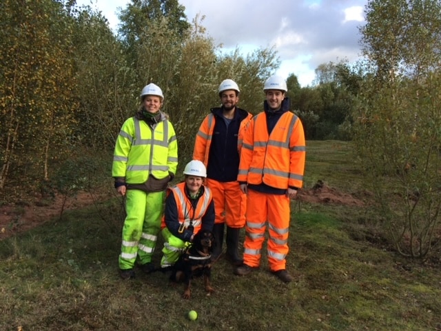 Conservation detection dog team in the field
